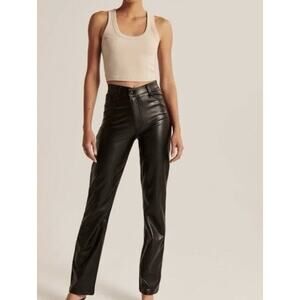 Abercrombie & Fitch Womens Vegan Leather Pants 36/22 Short‎ Criss Cross Waist